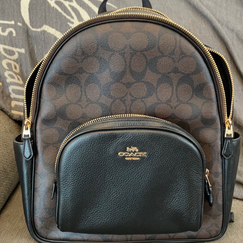 Coach black and brown medium book bag